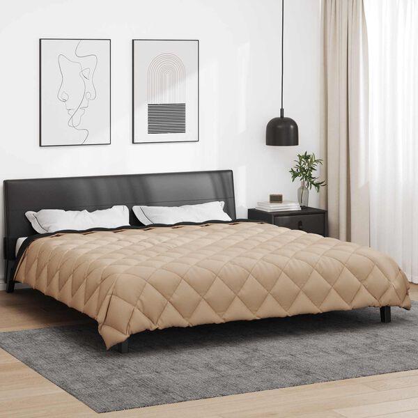 vidaXL Winter Dekbed Zwart en Taupe 240 x 260 cm Microfiber