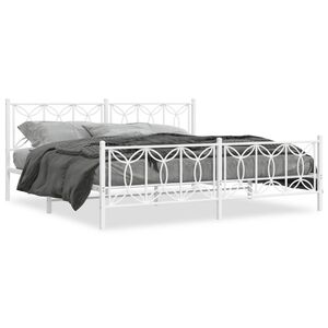 vidaXL Bedframe met hoofd- en voeteneinde metaal wit 193x203 cm