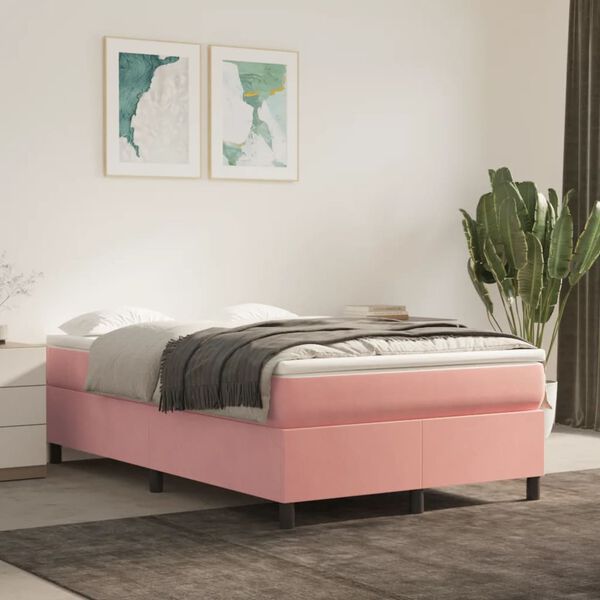 vidaXL Boxspring bed fluweel roze 120x200 cm