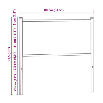 vidaXL Hoofdbord 75 cm bewerkt hout en staal gerookt eikenkleurig