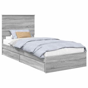 vidaXL Opslag bed met hoofdeinde Grijs Sonoma 75 x 190 cm Bewerkt hout