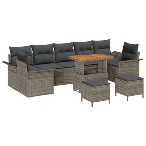 vidaXL Tuin Sofa Set 10 pcs Grijs poly rattan