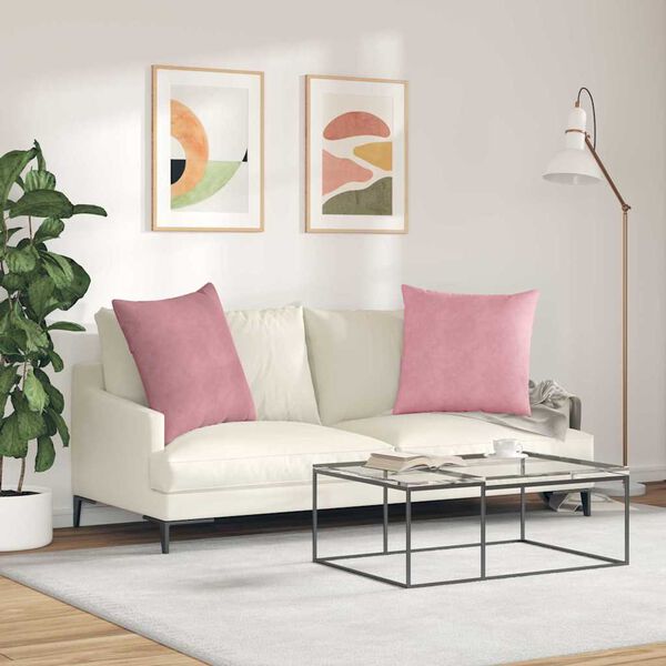 vidaXL Sofa Kussens 2 stuks Roze 80 x 80 cm Cordstof