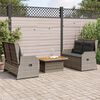 vidaXL 3-delige Loungeset met kussens poly rattan grijs