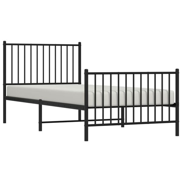 vidaXL Bedframe met hoofd- en voeteneinde metaal zwart 90x200 cm