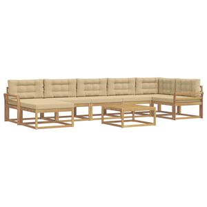 vidaXL Buiten bankenset 8 st Wit en Beige