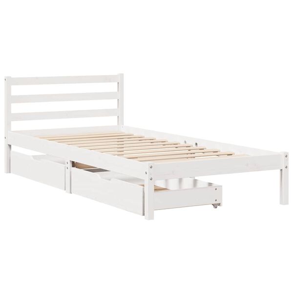 vidaXL Bedframe zonder matras massief grenenhout wit 140x200 cm