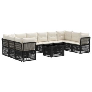 vidaXL Tuinbankenset 11 st Zwart poly rattan