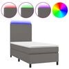 vidaXL Boxspring met matras en LED kunstleer grijs 90x190 cm
