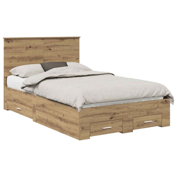 vidaXL Bedframe met hoofdeinde Artisan Eiken 120 x 190 cm Bewerkt hout