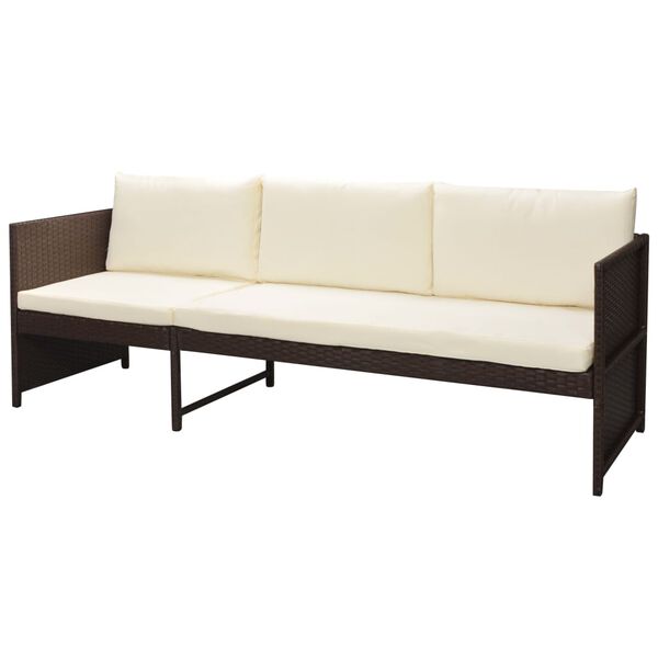 vidaXL 6-delige Loungeset met kussens poly rattan bruin
