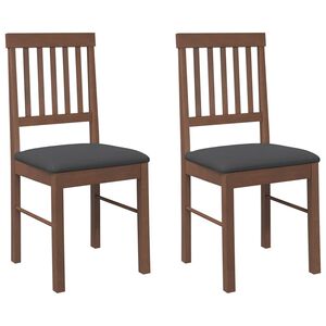 vidaXL Eetkamerstoelen met kussens 2 st massief hout rubber bruin