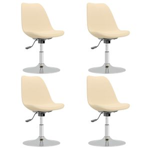 vidaXL Eetkamerstoelen 4 st draaibaar stof cr&egrave;mekleurig