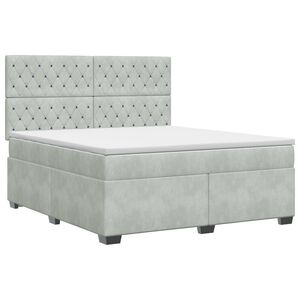 vidaXL Boxspringbed met matras Lichtgrijs 160 x 200 cm Fluweel