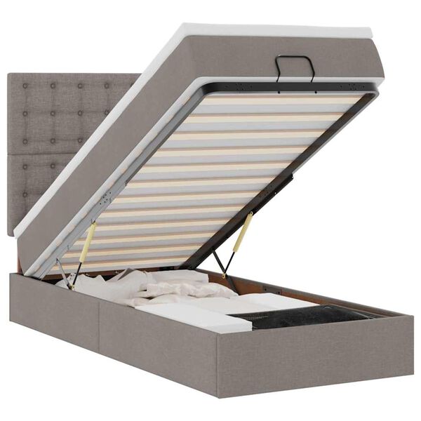 vidaXL Ottoman bed met matras en LED's 100x200cm stof taupe