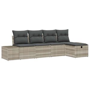 vidaXL Tuinbankenset 5 st Lichtgrijs poly rattan