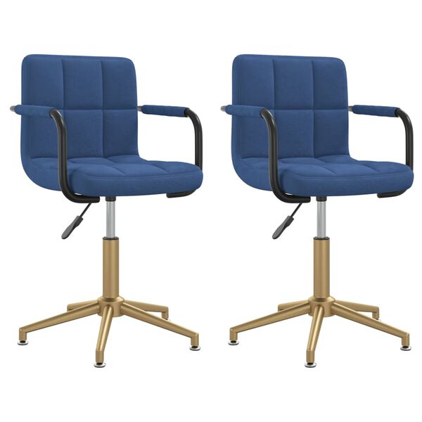 vidaXL Eetkamerstoelen draaibaar 2 st fluweel blauw