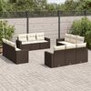 vidaXL 12-delige Loungeset met kussens poly rattan bruin