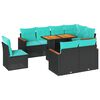 vidaXL 9-delige Loungeset met kussens poly rattan zwart