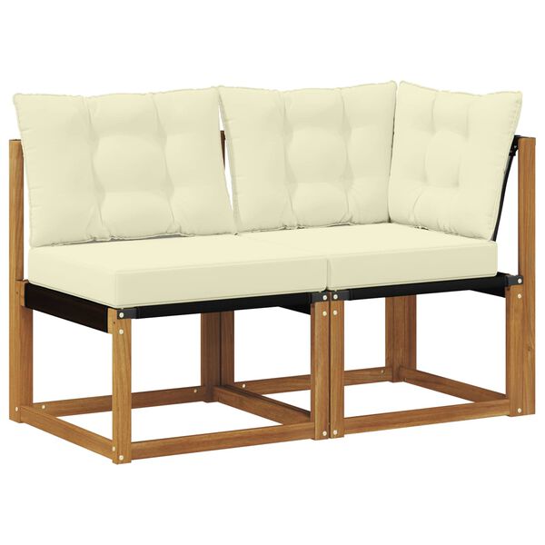 vidaXL Outdoor Midden- en Hoeksalon met kussen 2 Stuk Naturel