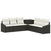 vidaXL Bankstel 7 st Zwart en Cream Wit Poly Rattan en Staal