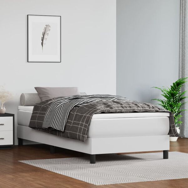 vidaXL Boxspring bed kunstleer wit 90x200 cm