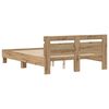 vidaXL Bedframe met LED Artisan Eiken 140 x 190 cm Bewerkt hout