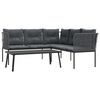 vidaXL Loungeset met kussens staal en textileen zwart