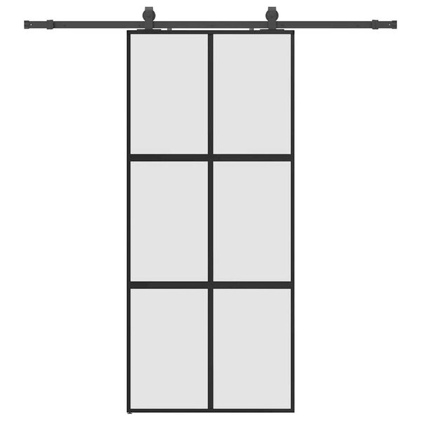 vidaXL Schuifdeur met beslagset 90x205 cm gehard glas zwart