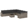 vidaXL 11-delige Loungeset met kussens poly rattan grijs