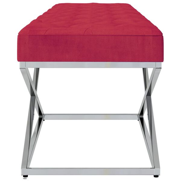 vidaXL Bankje fluweel en roestvrij staal wijnrood