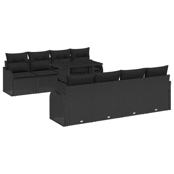 vidaXL Tuin Sofa Set met kussen 7 pcs Zwart poly rattan