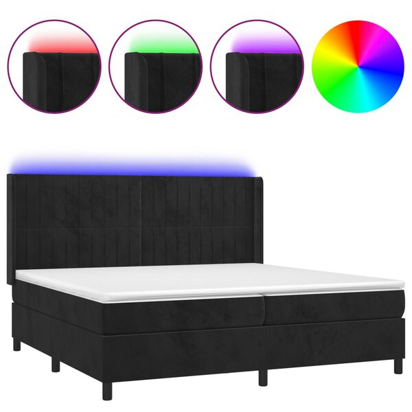 vidaXL Boxspring met matras en LED fluweel zwart 200x200 cm