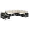 vidaXL Tuinbankenset 9 pcs Zwart en Cream Wit poly rattan