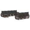 vidaXL Tuinbankenset 10 pcs Grijs en Donkergrijs poly rattan
