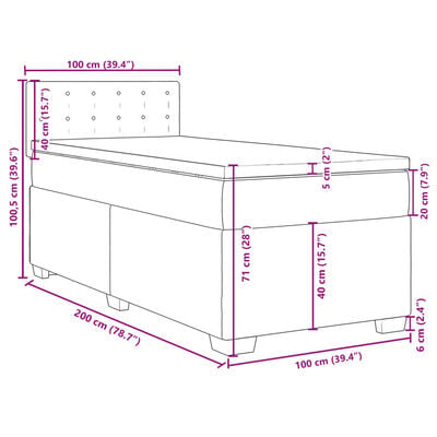 vidaXL Boxspring met matras fluweel donkergroen 100x200 cm