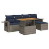 vidaXL 6-delige Loungeset met kussens poly rattan grijs