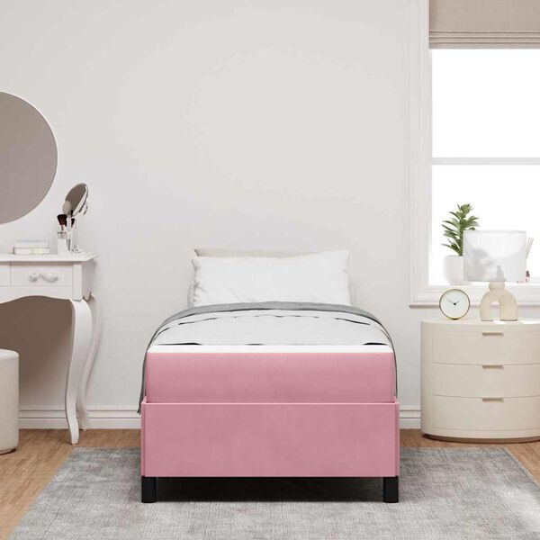 vidaXL Bedframe met matras Roze 80 x 200 cm Stof