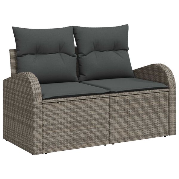 vidaXL Tuin Sofa Set met kussen 5 pcs Grijs Poly riet