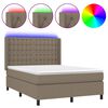 vidaXL Boxspring met matras en LED stof taupe 140x200 cm