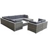 vidaXL 10-delige Loungeset met kussens poly rattan grijs