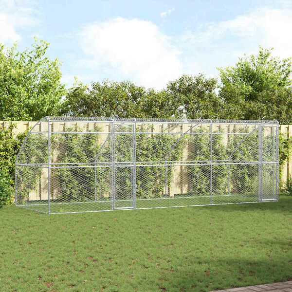 vidaXL Hondenhok 3 pcs Zilver 6 x 2 x 2 m Gegalvaniseerd staal