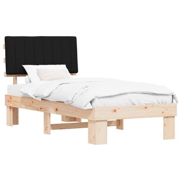 vidaXL Bedframe met Gevoerd Hoofdgedeelte Zwart 90 x 190 cm
