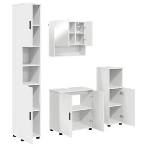 vidaXL Badkamermeubelset met opslag 4 pcs Wit Bewerkt hout & Metaal