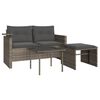 vidaXL 3-delige Loungeset met kussens poly rattan grijs