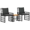 vidaXL Buitenmeubelset 3 st Zwart en Donkergrijs Staal en Poly Rattan