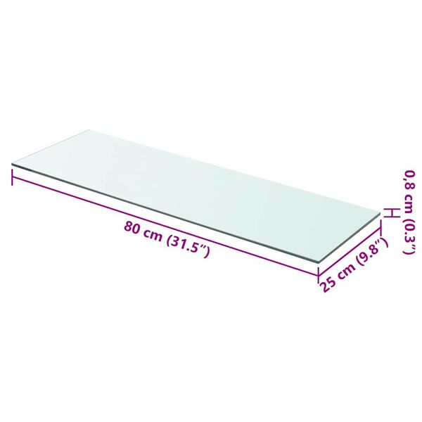 vidaXL Wandschap transparant 80x25 cm glas