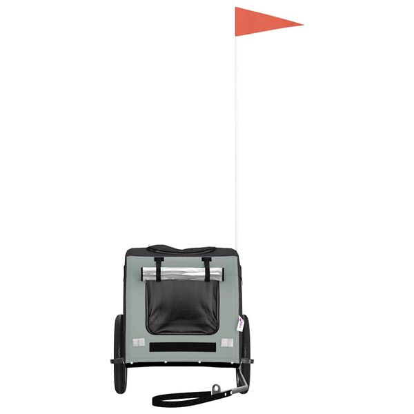 vidaXL Hondenfietstrailer oxford stof en ijzer grijs en zwart