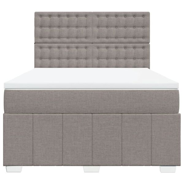 vidaXL Boxspring met matras stof taupe 140x190 cm