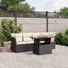 vidaXL 5-delige Loungeset met kussens poly rattan zwart